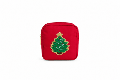Red Extra Small Pouch - Christmas Tree - The Happy Tribe