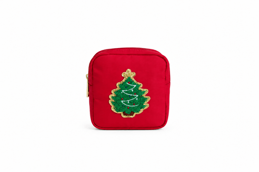 Red Extra Small Pouch - Christmas Tree - The Happy Tribe