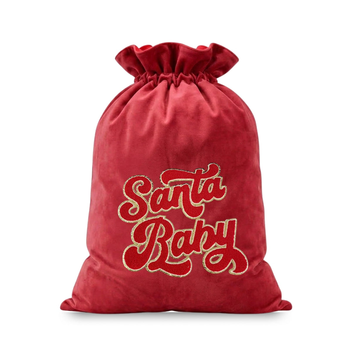 Red “Santa Baby” Velvet Christmas Sack - The Happy Tribe