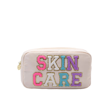 "Skin Care" Medium Pouch, Cream - The Happy Tribe
