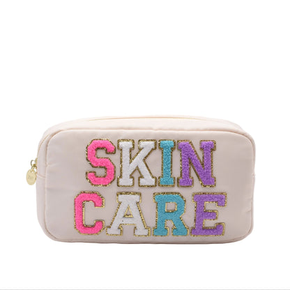 "Skin Care" Medium Pouch, Cream - The Happy Tribe