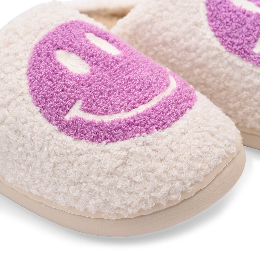 Smiley Slipper - White & Lilac (Personalised) - The Happy Tribe