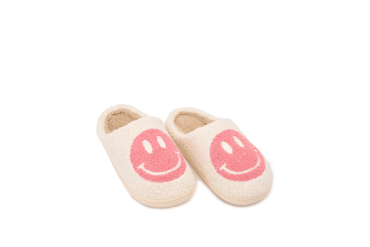 Smiley Slipper - White & Pink (Personalised) - The Happy Tribe