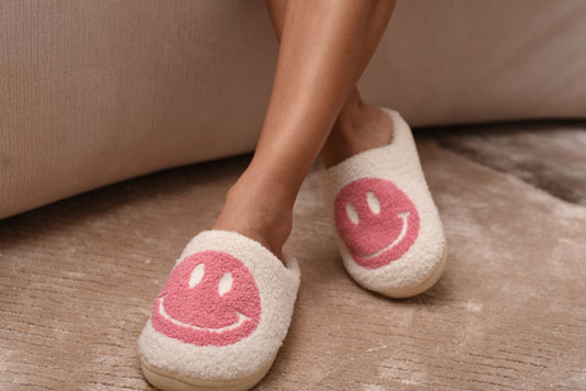 Smiley Slipper - White & Pink (Personalised) - The Happy Tribe