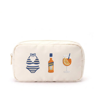 “Spritz Summer” Medium Embroidered Pouch - The Happy Tribe