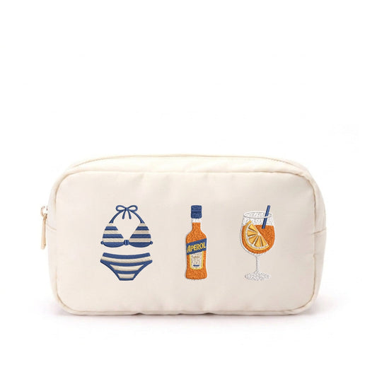 “Spritz Summer” Medium Embroidered Pouch - The Happy Tribe