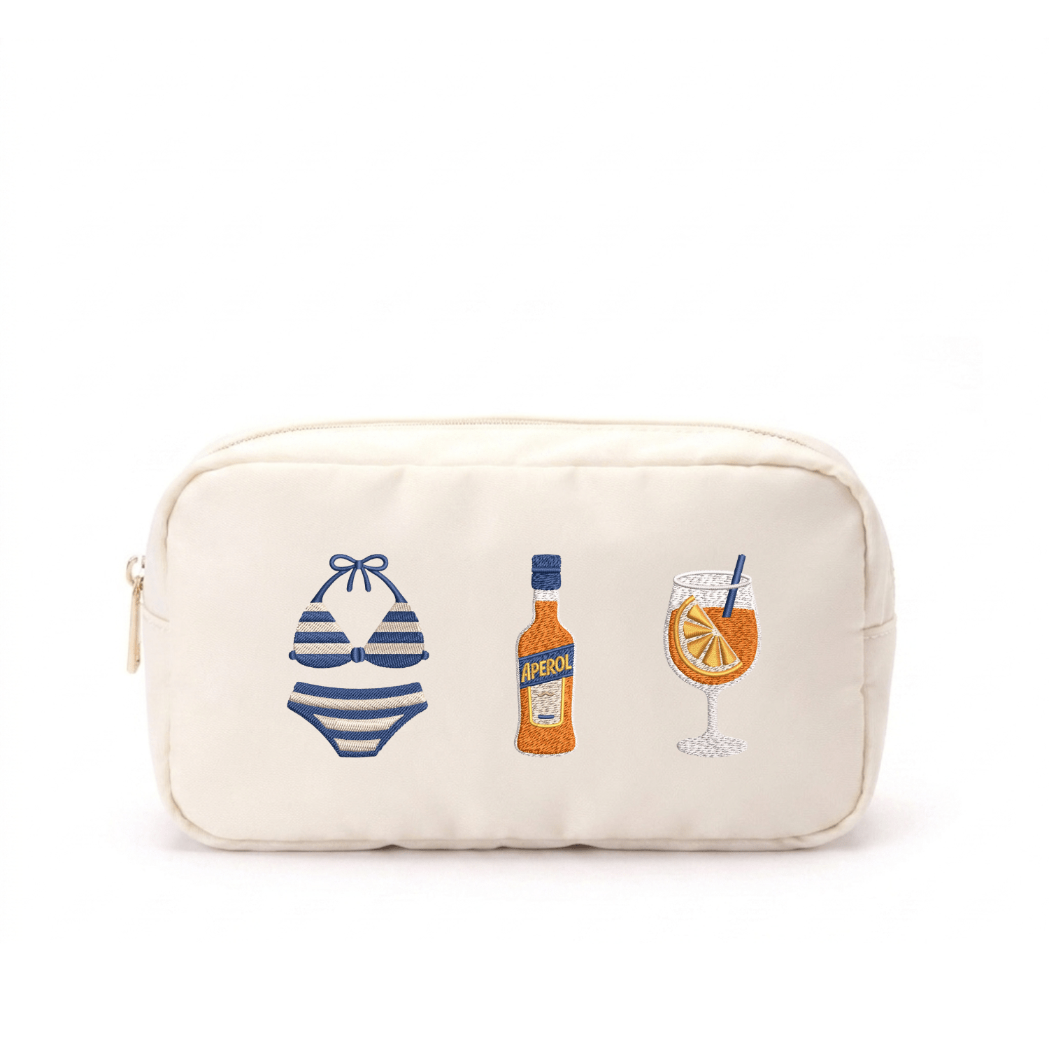 “Spritz Summer” Medium, Embroidered Pouch - The Happy Tribe