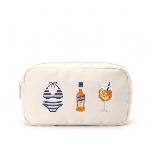 “Spritz Summer” Medium, Embroidered Pouch - The Happy Tribe