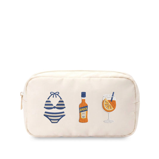 “Spritz Summer” Medium Embroidered Pouch - The Happy Tribe