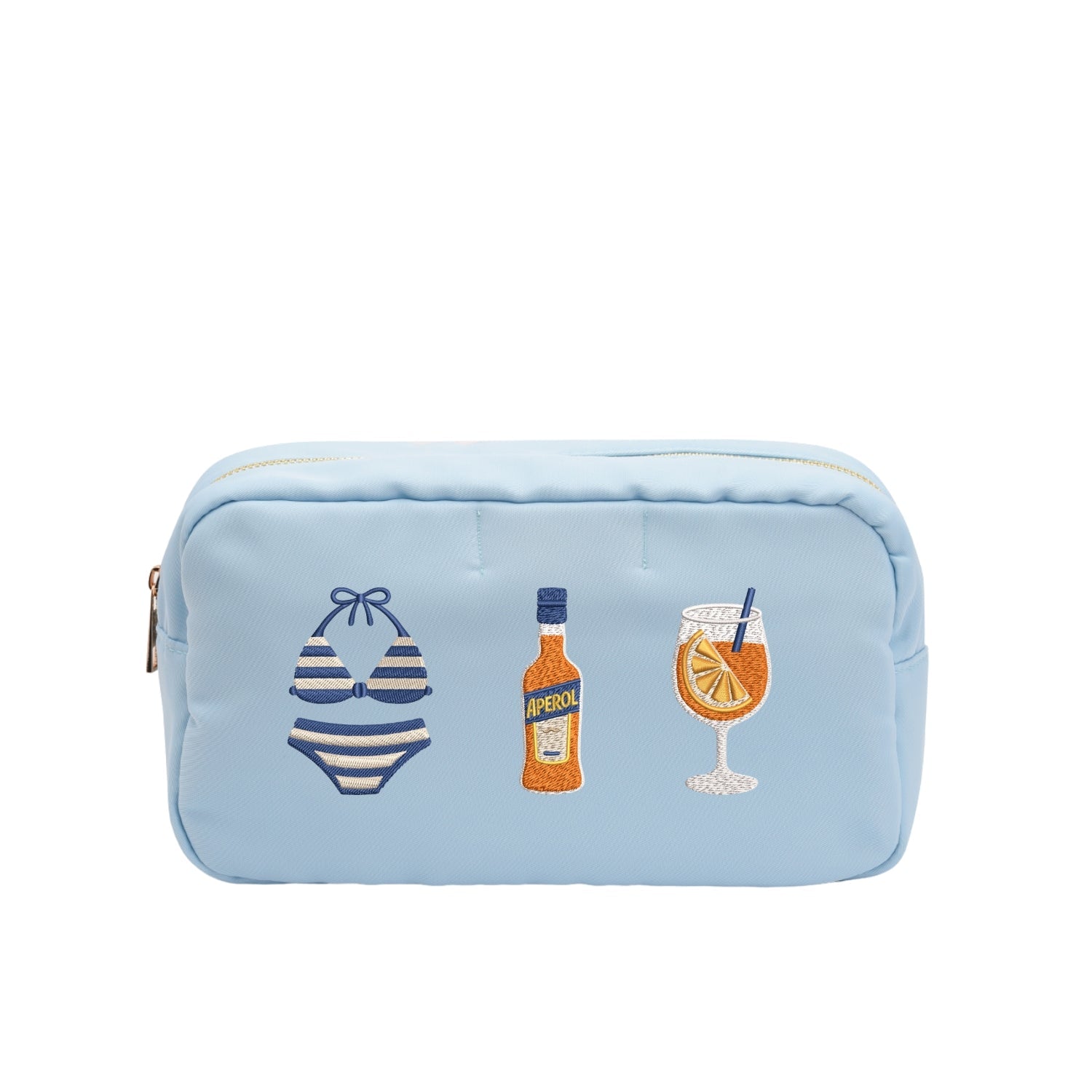 “Spritz Summer” Medium, Embroidered Pouch - The Happy Tribe