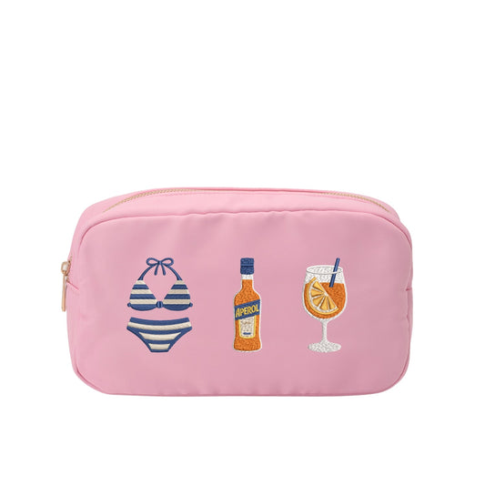 “Spritz Summer” Medium, Embroidered Pouch - The Happy Tribe