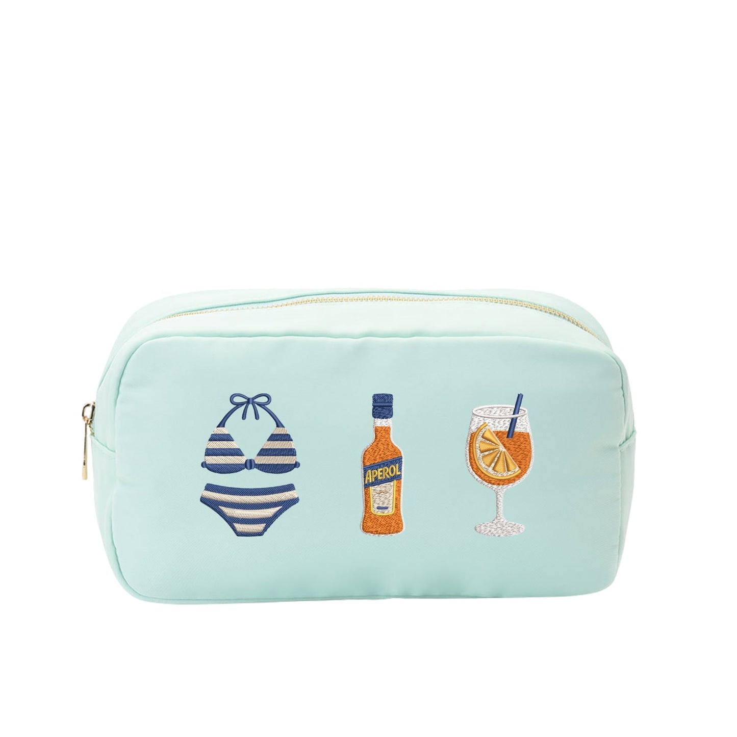 “Spritz Summer” Medium, Embroidered Pouch - The Happy Tribe