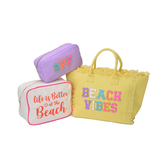 St Barts "Beach Vibes" Trio, Beach Pouch Set - The Happy Tribe