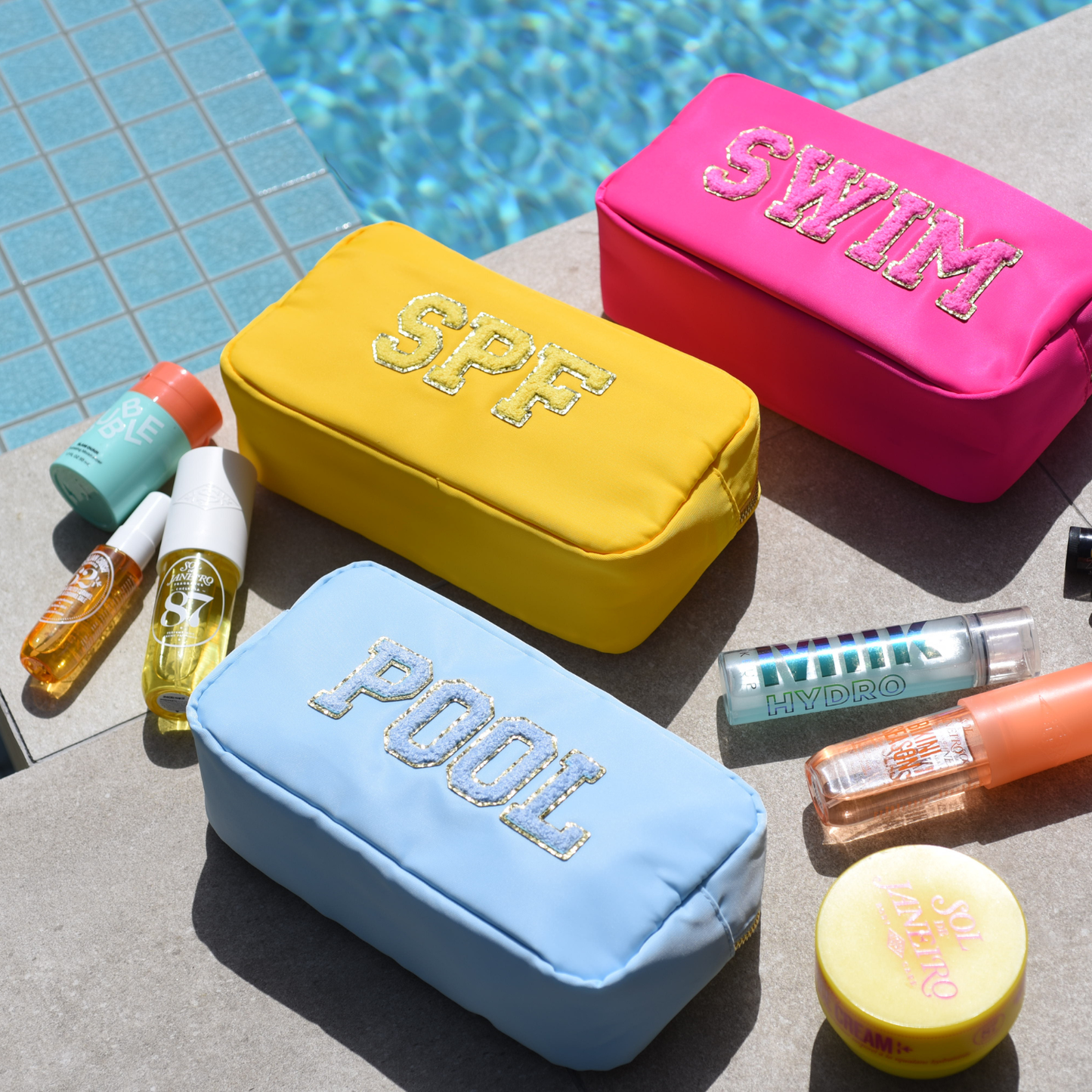 "Swim" Medium Pouch, Neon Pink - The Happy Tribe
