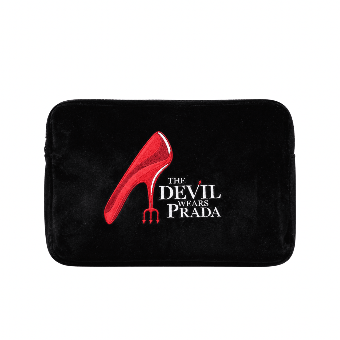 "The Devil Wears Prada", Large Velvet Pouch, Black - The Happy Tribe