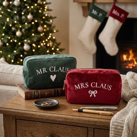 The Mr & Mrs Claus Velvet Pouch Set - The Happy Tribe