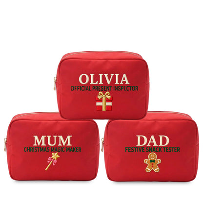 The Personalised Christmas Family 3-Piece Pouch Set - The Happy Tribe