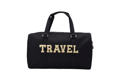 "Travel" Carry On Duffel Bag, Black - The Happy Tribe