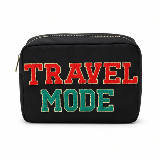 Travel Mode" Large Pouch, Black - The Happy Tribe
