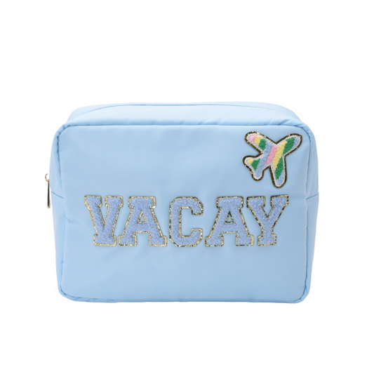 "Vacay" Large Pouch, Baby Blue