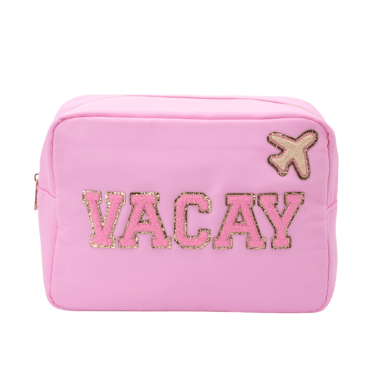 "Vacay" Large Pouch, Baby Pink - The Happy Tribe