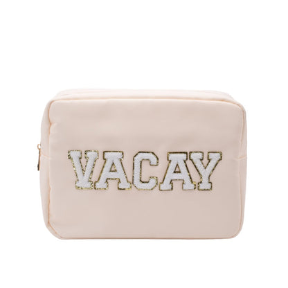 "Vacay" Large Pouch, Cream - The Happy Tribe