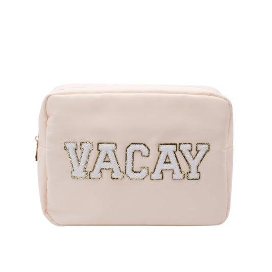 "Vacay" Large Pouch, Cream - The Happy Tribe