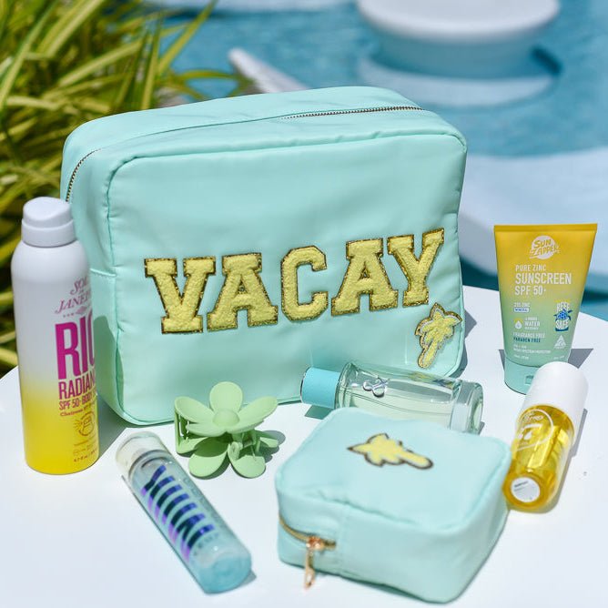 "Vacay" Large Pouch, Mint Green - The Happy Tribe