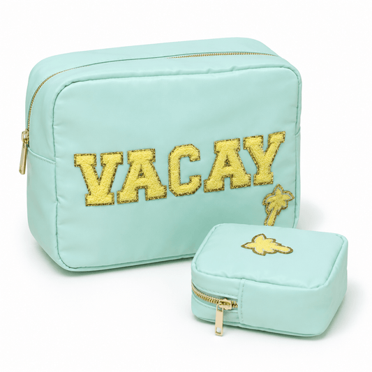 "Vacay & Mini" Bundle, Mint, Large & Extra Small Pouch Set - The Happy Tribe