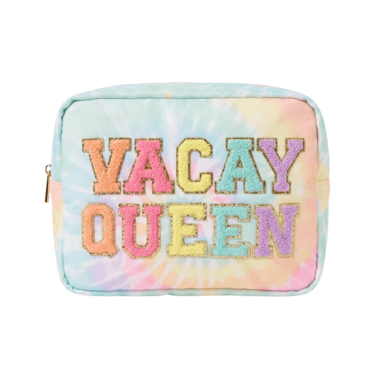 “Vacay Queen" Large Pouch, Tie Dye - The Happy Tribe