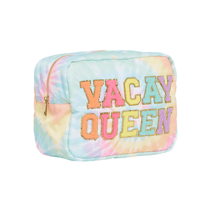“Vacay Queen" Large Pouch, Tie Dye - The Happy Tribe
