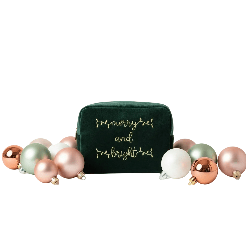 Velvet Christmas Gift Set – “Merry & Bright” + “Joy” (Large + Medium Pouch Bundle) - The Happy Tribe