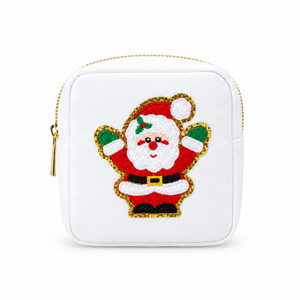 White Extra Small Pouch, Santa Clause Christmas - The Happy Tribe
