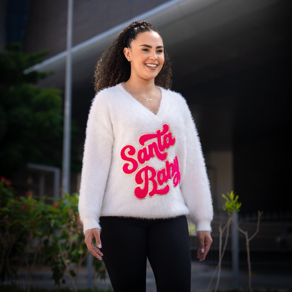 White Santa Baby Fluffy Jumper - The Happy Tribe