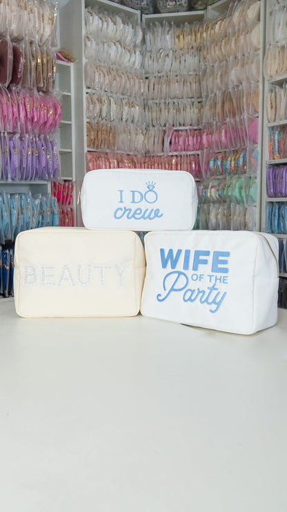 "Wife of the Party" Large Pouch, White - The Happy Tribe