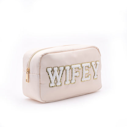 "Wifey", Medium Cream Pouch - The Happy Tribe