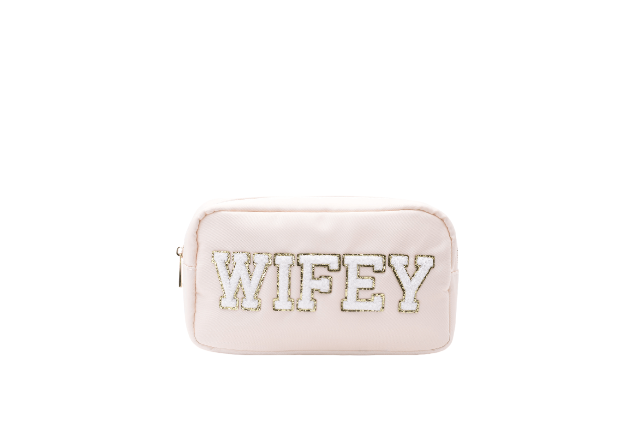 "Wifey", Medium Cream Pouch - The Happy Tribe