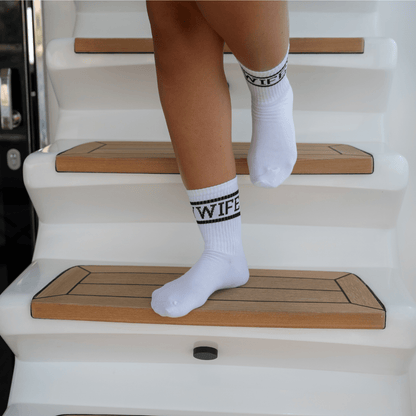 Wifey Socks, Cozy White Socks - The Happy Tribe