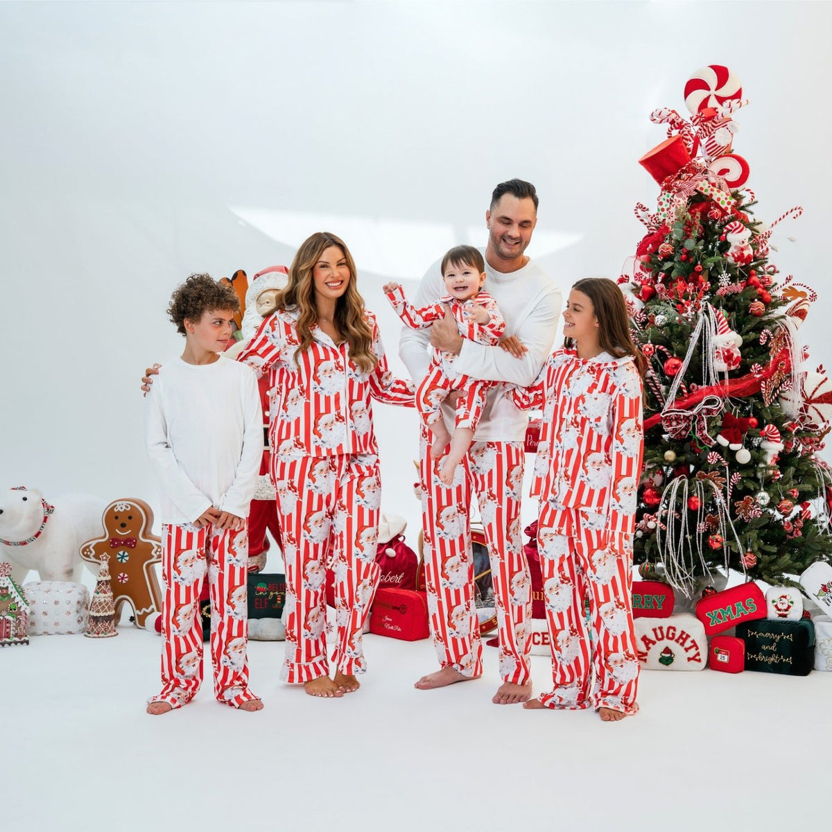 Women's Personalised Santa Stripe Pyjamas - The Happy Tribe