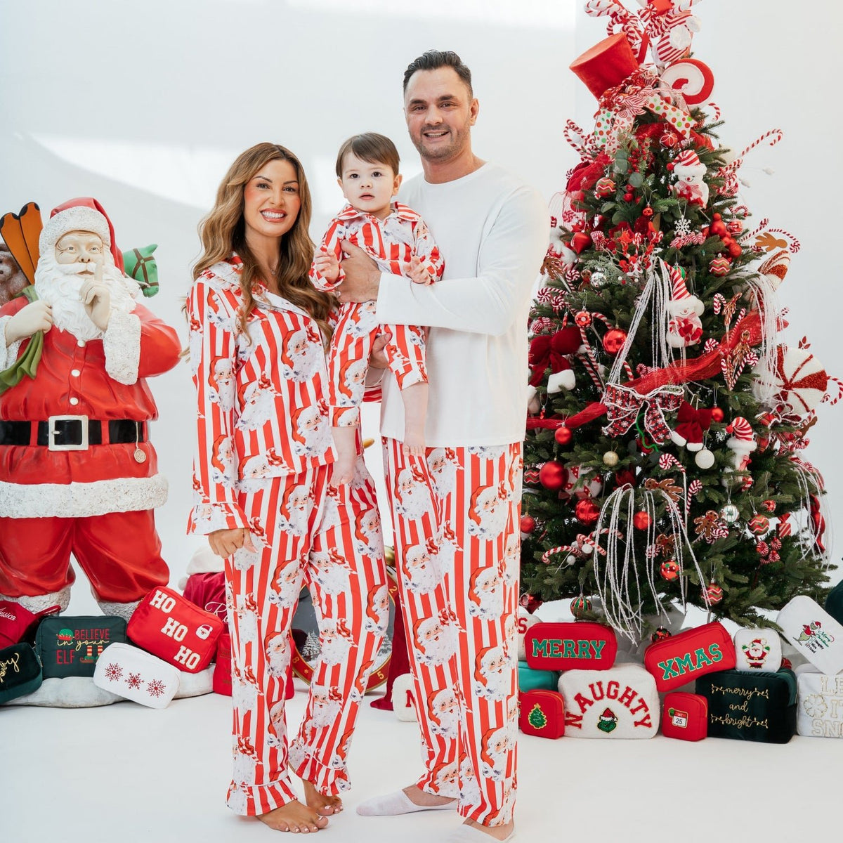 Women's Personalised Santa Stripe Pyjamas - The Happy Tribe