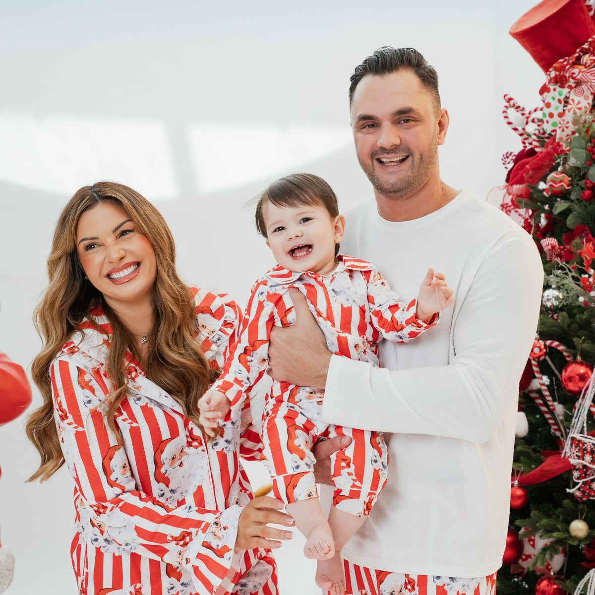 Women's Personalised Santa Stripe Pyjamas - The Happy Tribe