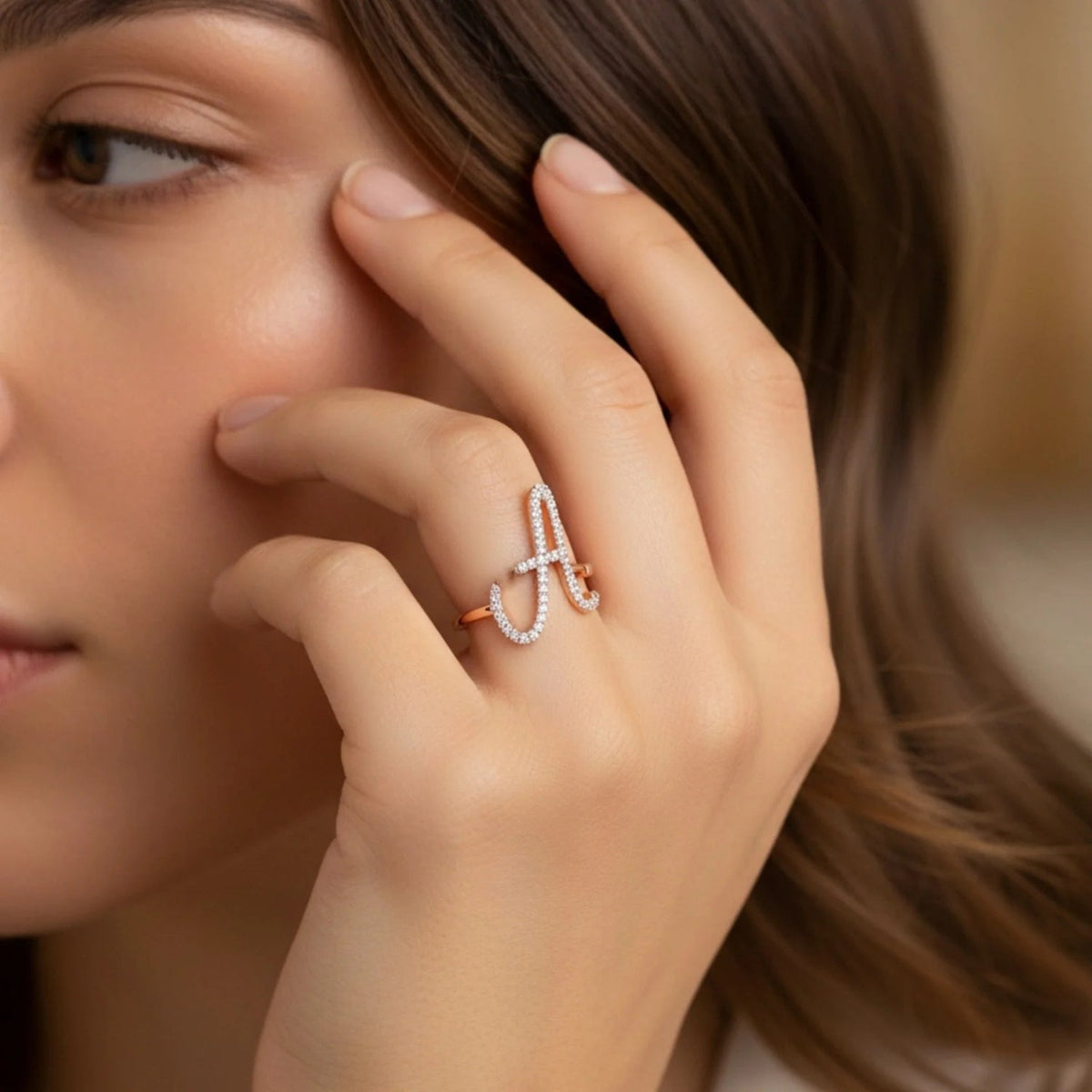 Zeeana Statement Alphabet Ring - The Happy Tribe