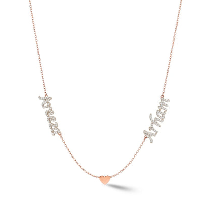 Zeeana Two-Name Necklace with Heart - The Happy Tribe