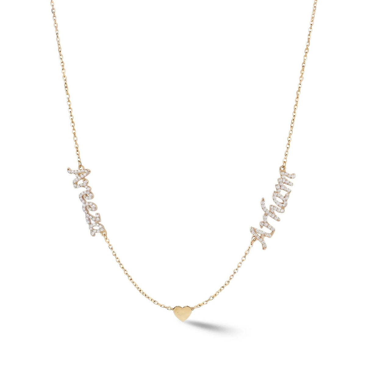 Zeeana Two-Name Necklace with Heart - The Happy Tribe