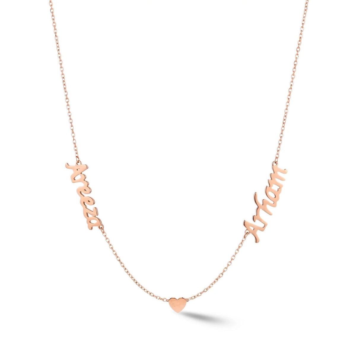 Zeeana Two-Name Necklace with Heart - The Happy Tribe