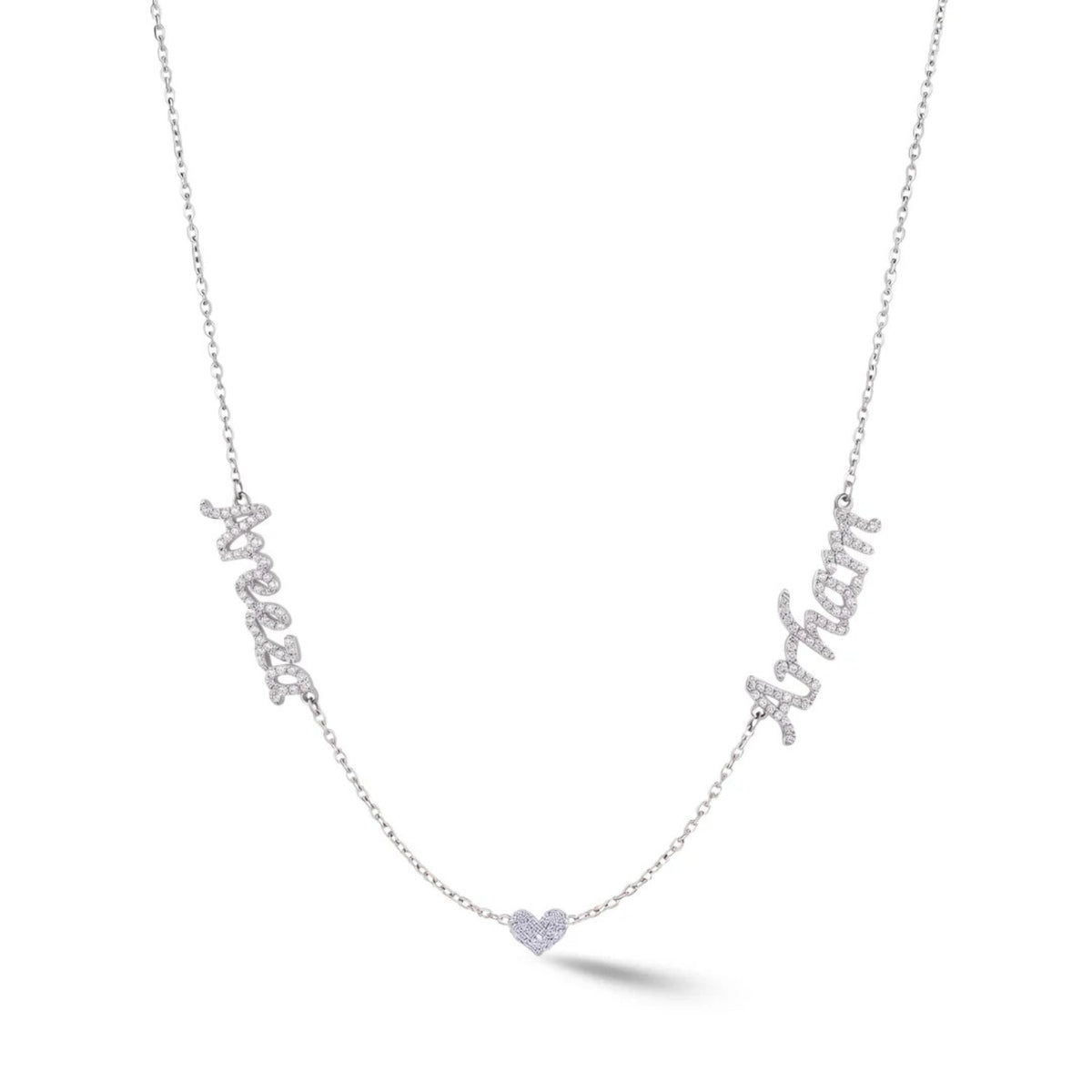 Zeeana Two-Name Necklace with Heart - The Happy Tribe
