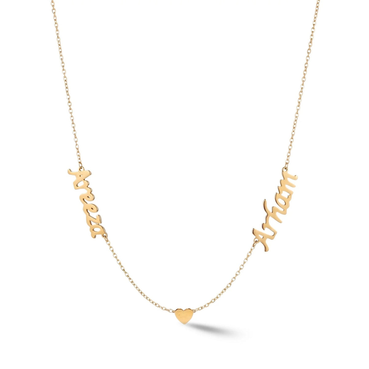 Zeeana Two-Name Necklace with Heart - The Happy Tribe