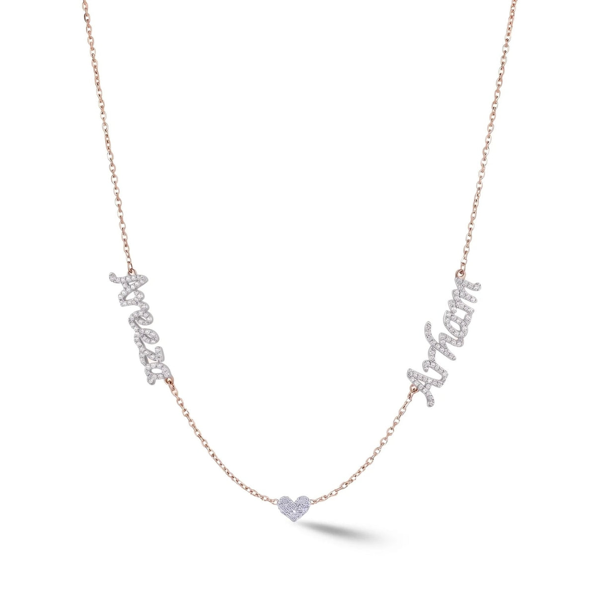 Zeeana Two-Name Necklace with Heart - The Happy Tribe