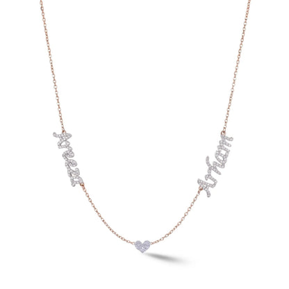 Zeeana Two-Name Necklace with Heart - The Happy Tribe