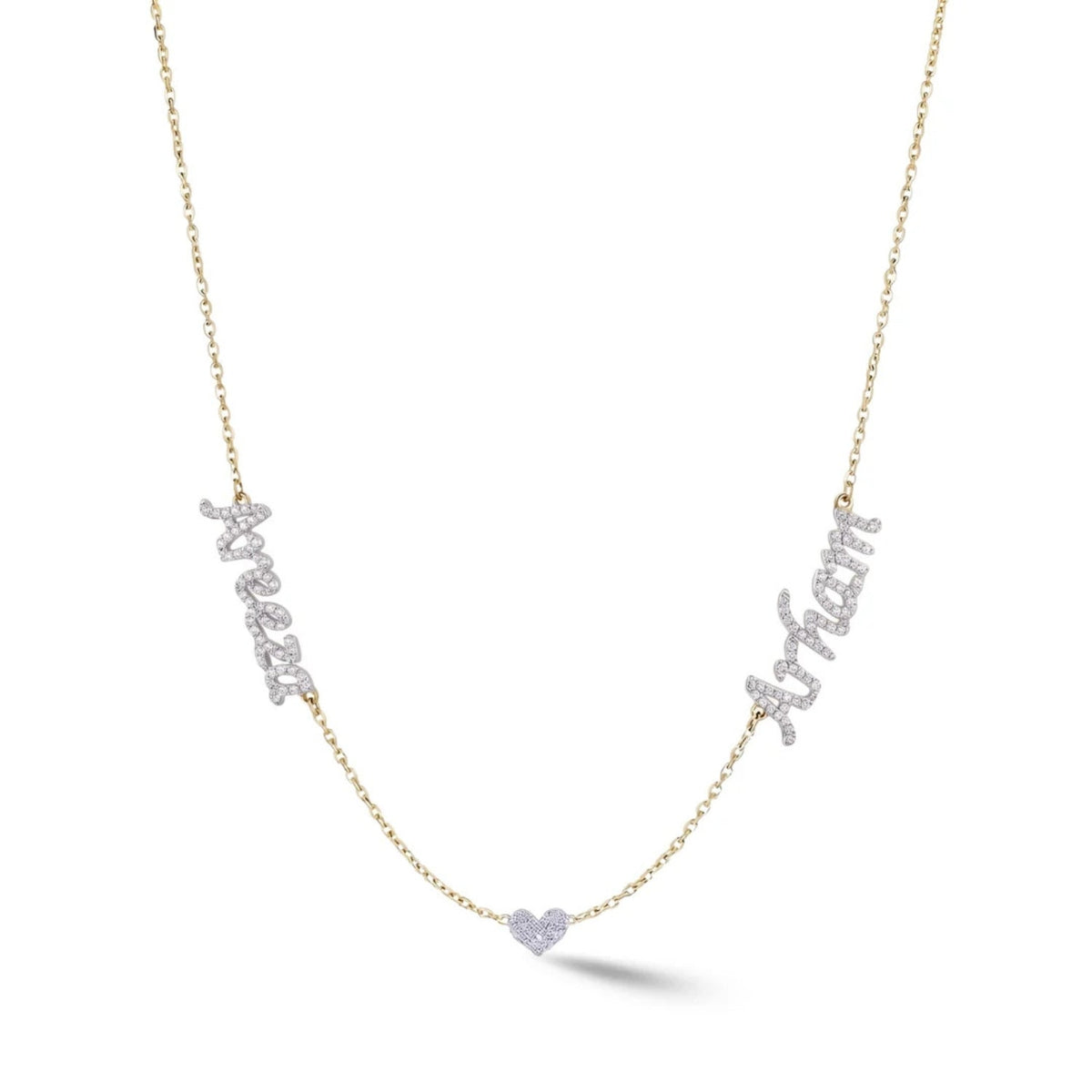 Zeeana Two-Name Necklace with Heart - The Happy Tribe
